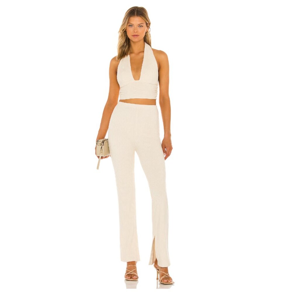 NBD set Cream Halter Crop Top and pants M
